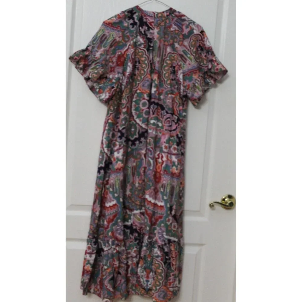 Anthropologie Flowy Peasant Colorful Maxi Dress Size Petite Extra Small - Picture 6 of 9